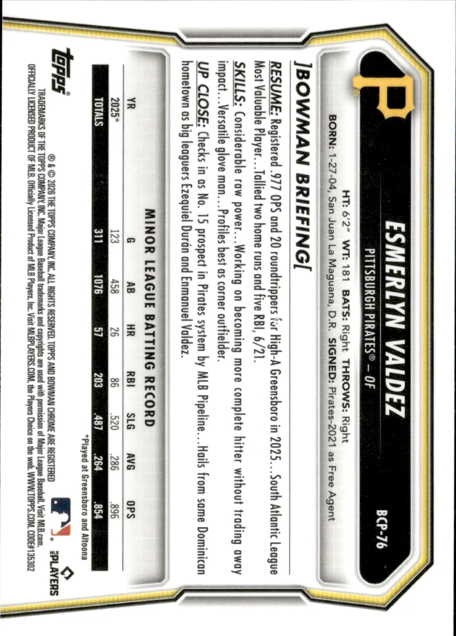 Esmerlyn Valdez card back