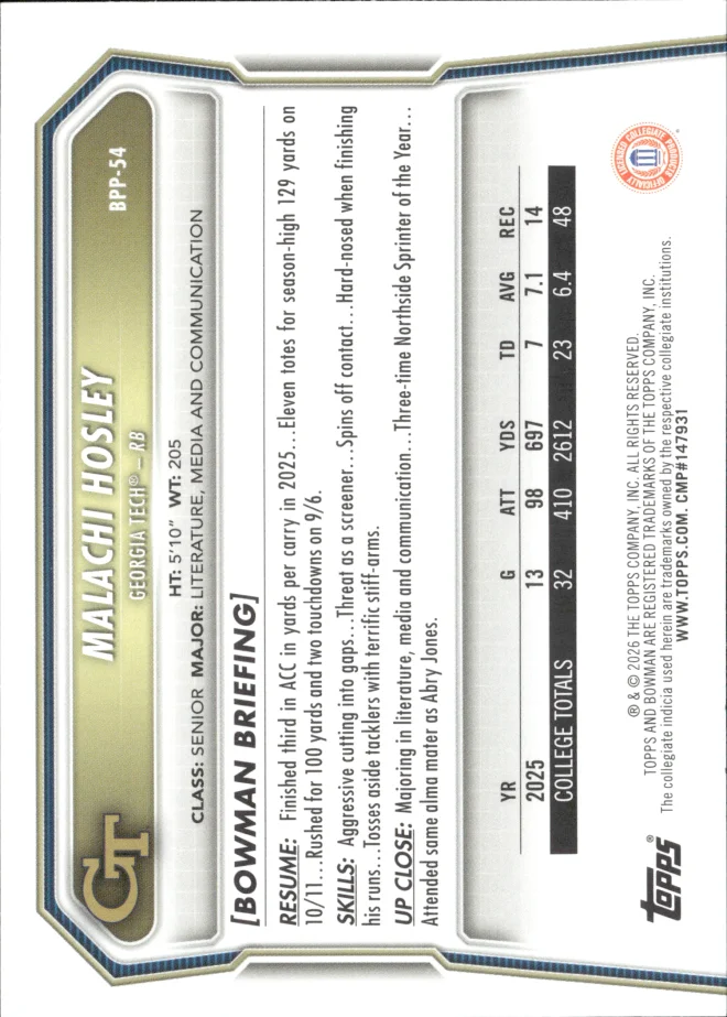 Malachi Hosley card back