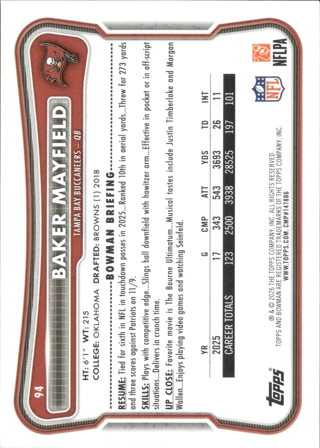 Baker Mayfield card back