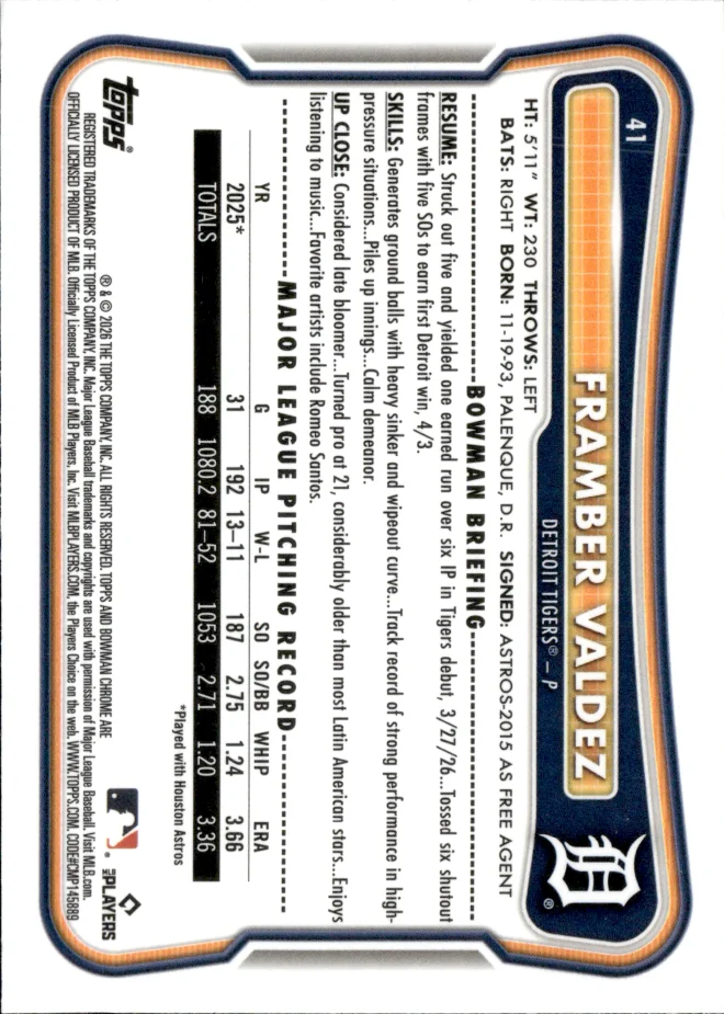 Framber Valdez card back