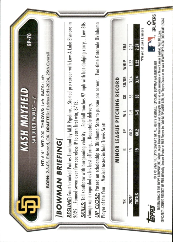 Kash Mayfield card back