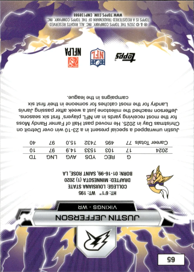 Justin Jefferson card back