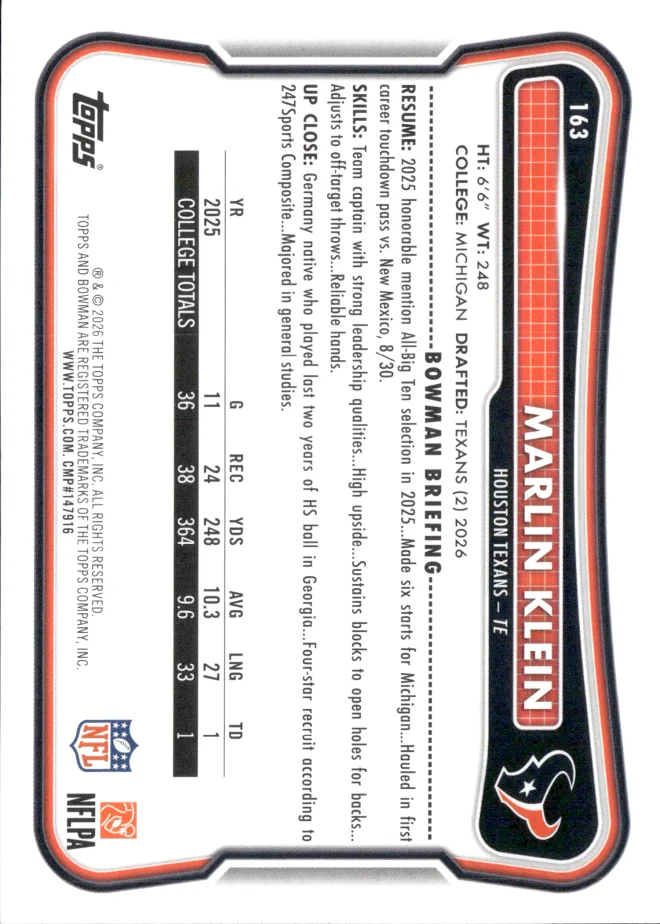 Marlin Klein card back