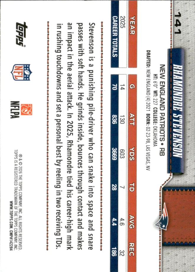 Rhamondre Stevenson card back