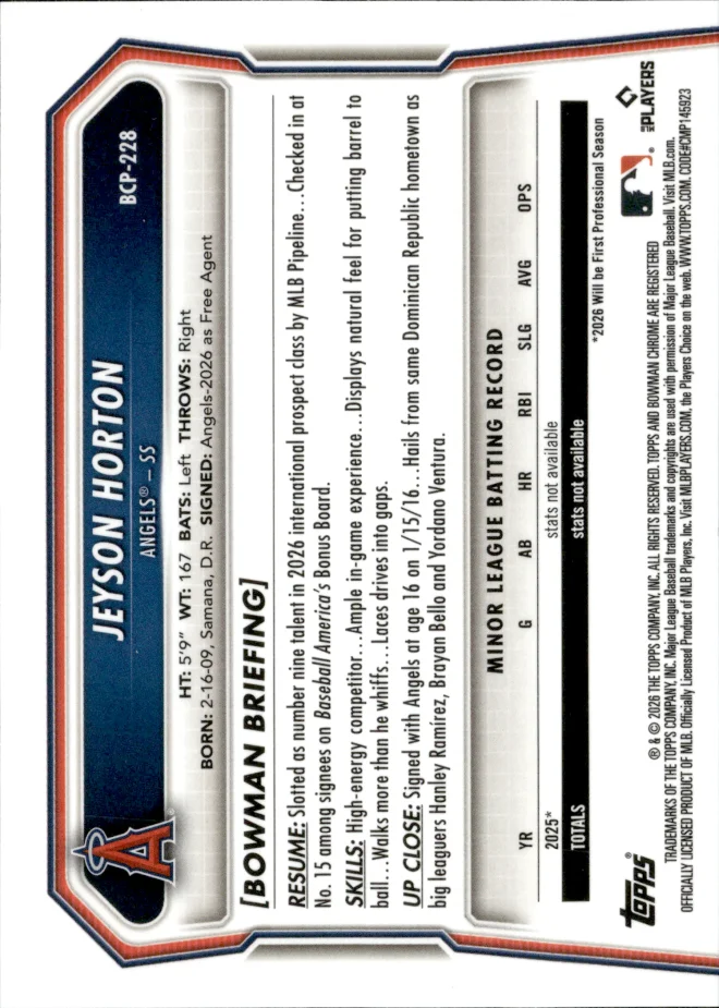Jeyson Horton card back