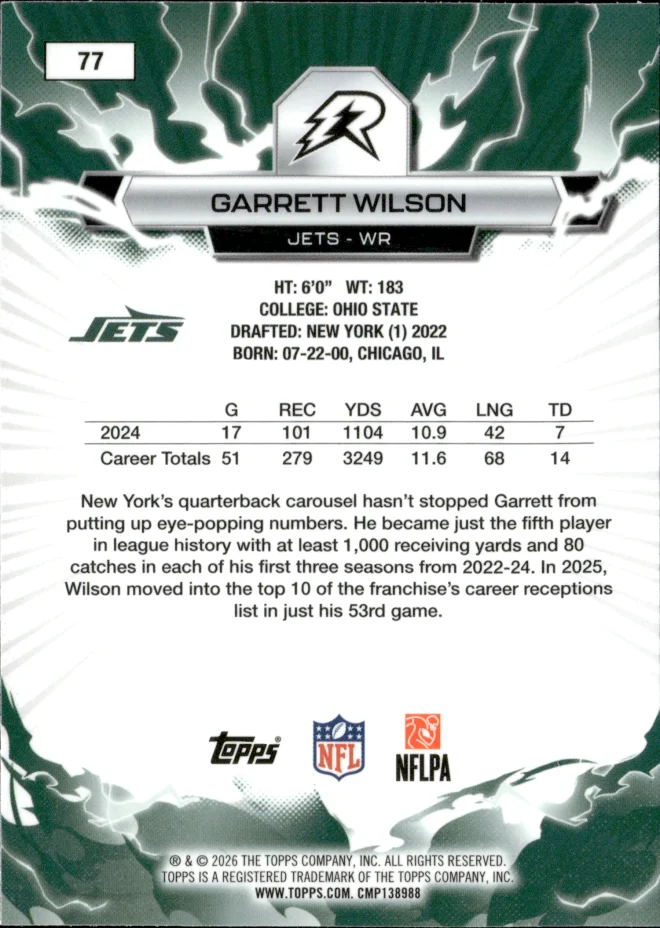 Garrett Wilson card back