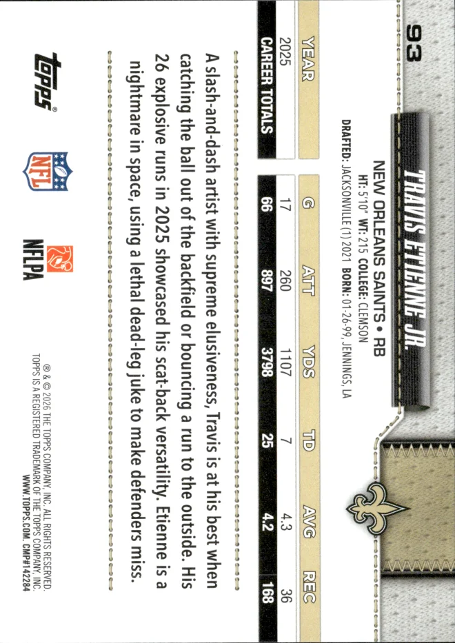 Travis Etienne Jr. card back
