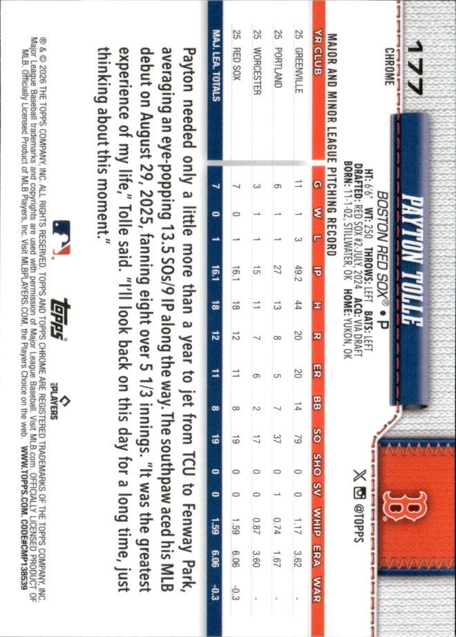 Payton Tolle card back