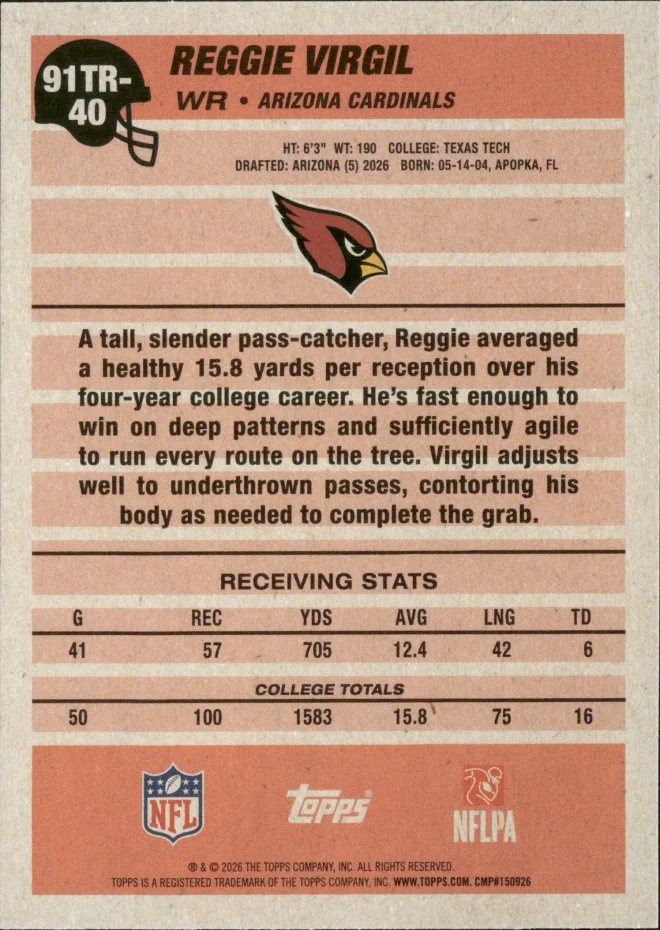 Reggie Virgil card back