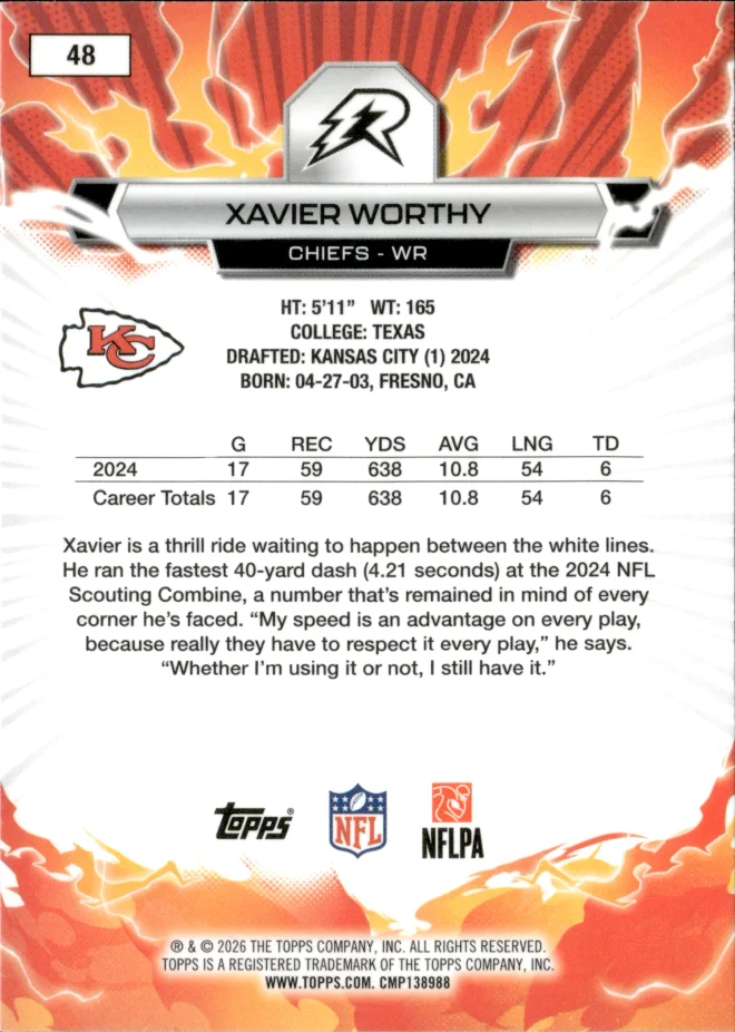 Xavier Worthy card back