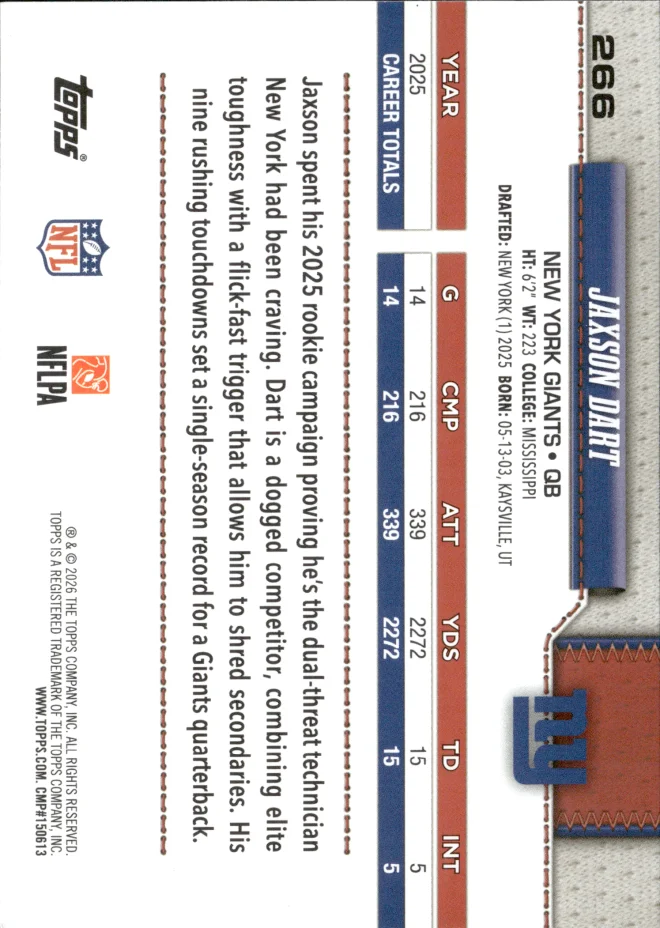 Jaxson Dart card back