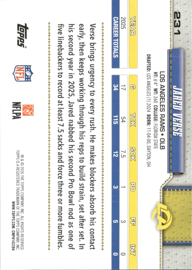 Jared Verse card back