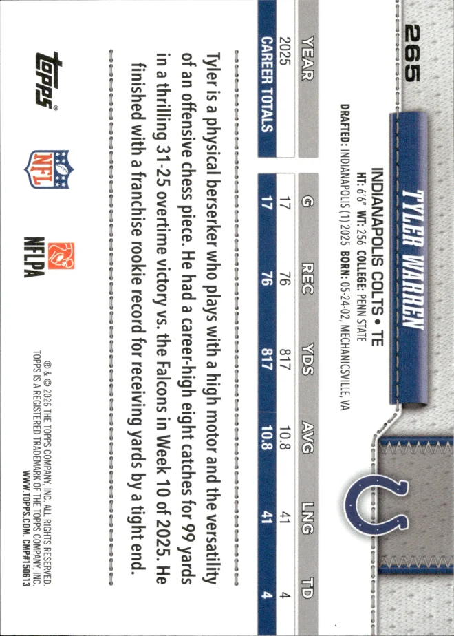 Tyler Warren card back