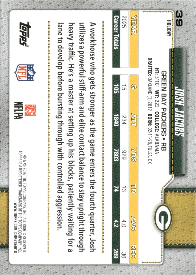 Josh Jacobs card back