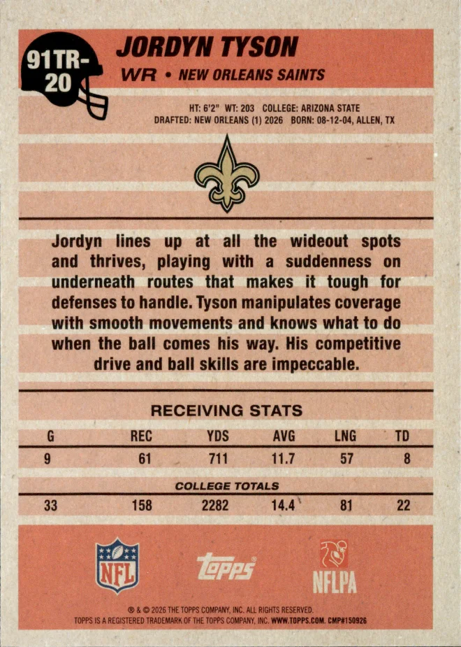 Jordyn Tyson card back