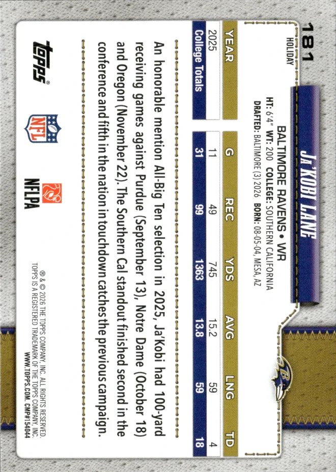 Ja'Kobi Lane card back
