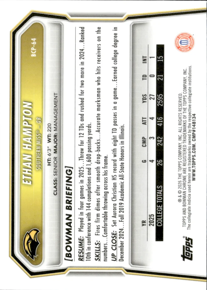 Ethan Hampton card back