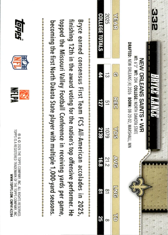 Bryce Lance card back
