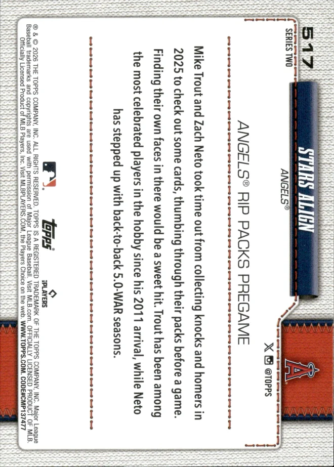 Mike Trout / Zach Neto card back