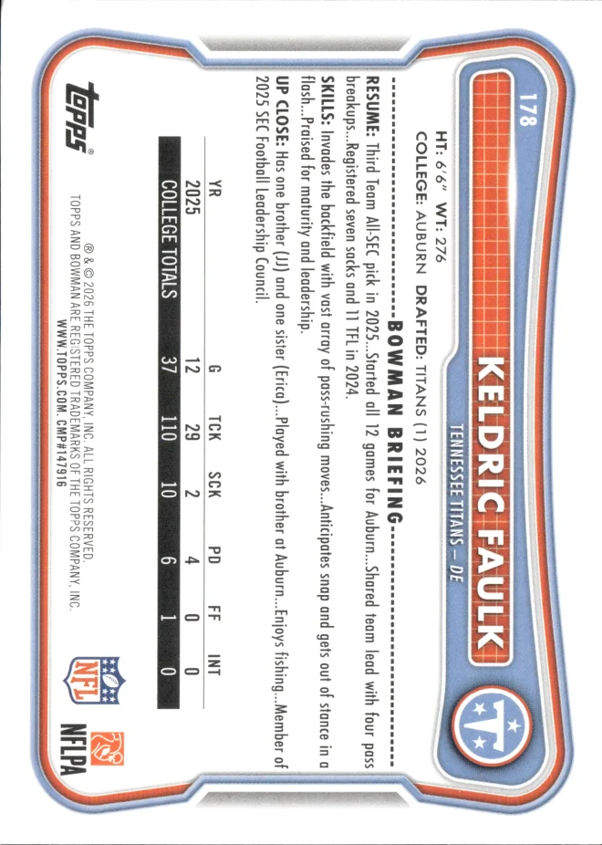 Keldric Faulk card back