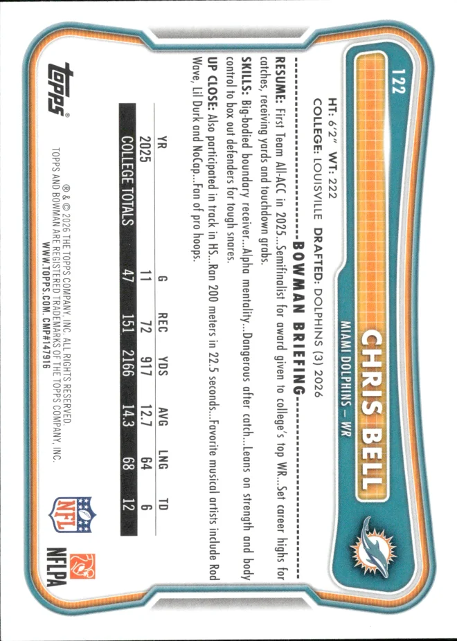 Chris Bell card back