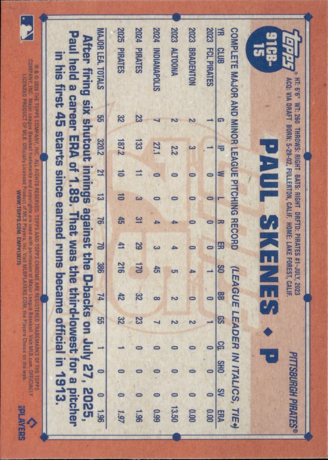 Paul Skenes card back