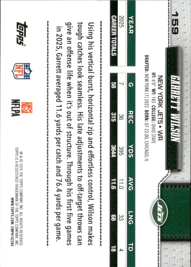 Garrett Wilson card back