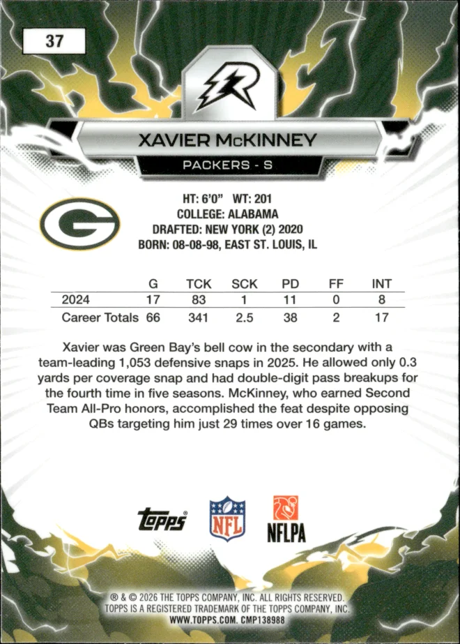 Xavier McKinney card back