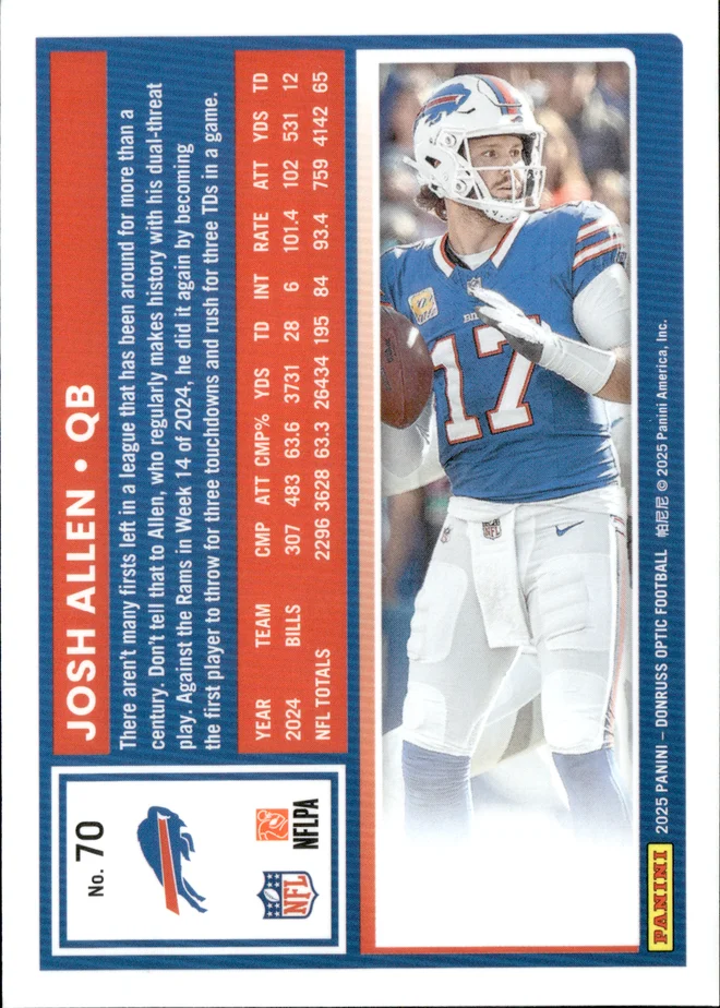 Josh Allen card back