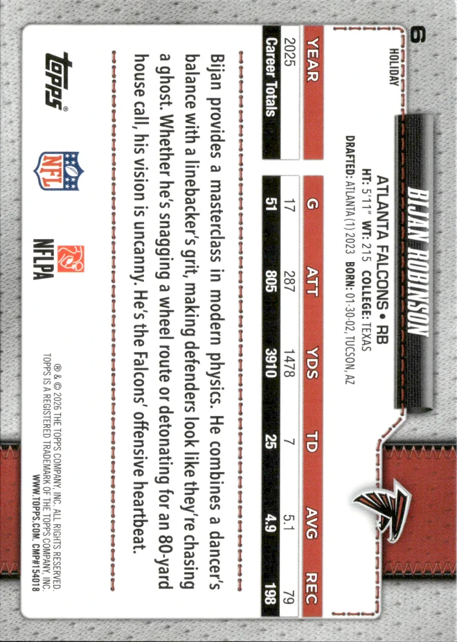 Bijan Robinson card back