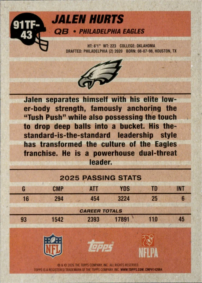 Jalen Hurts card back