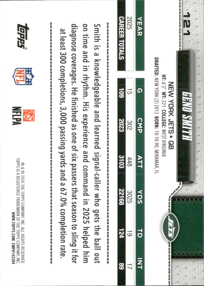 Geno Smith card back