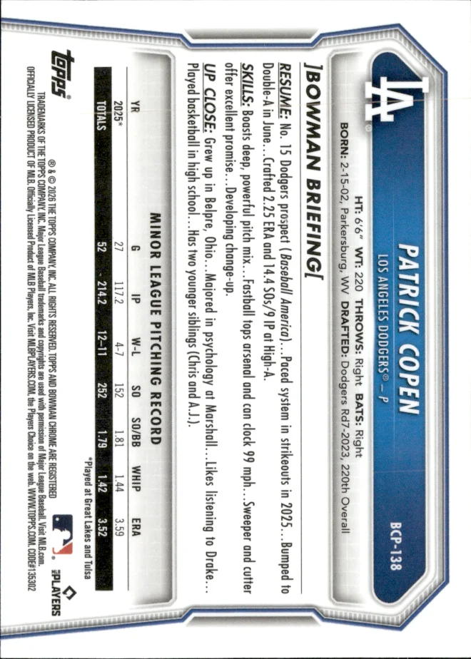 Patrick Copen card back