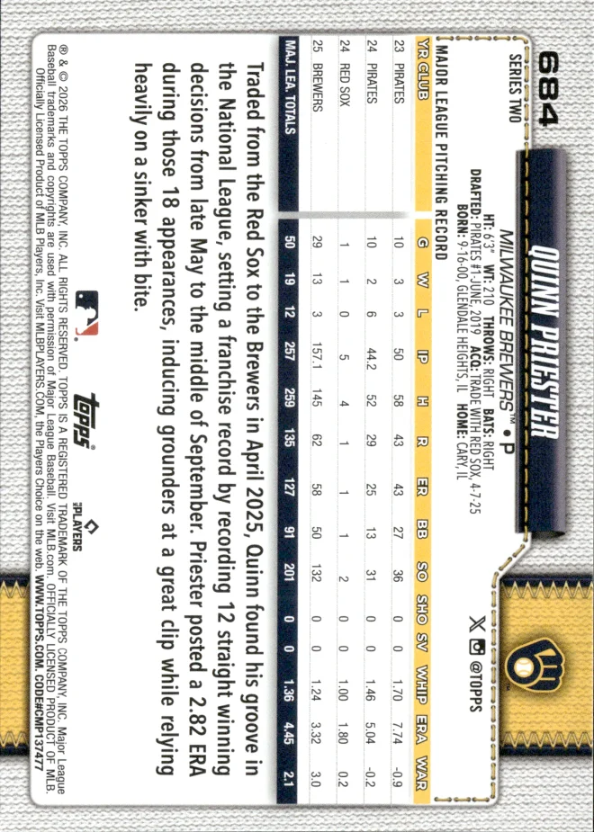 Quinn Priester card back