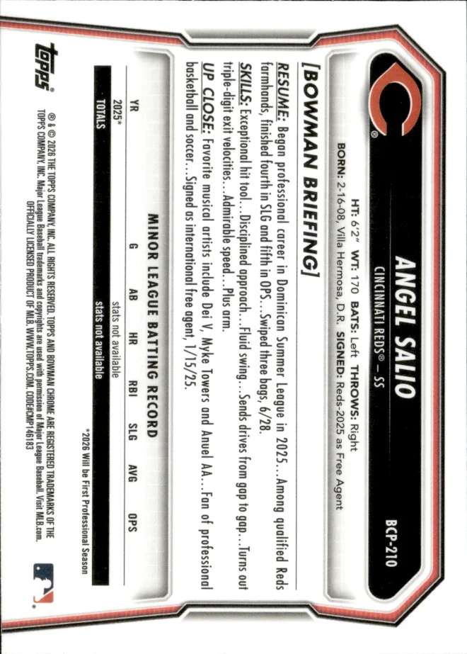 Angel Salio card back