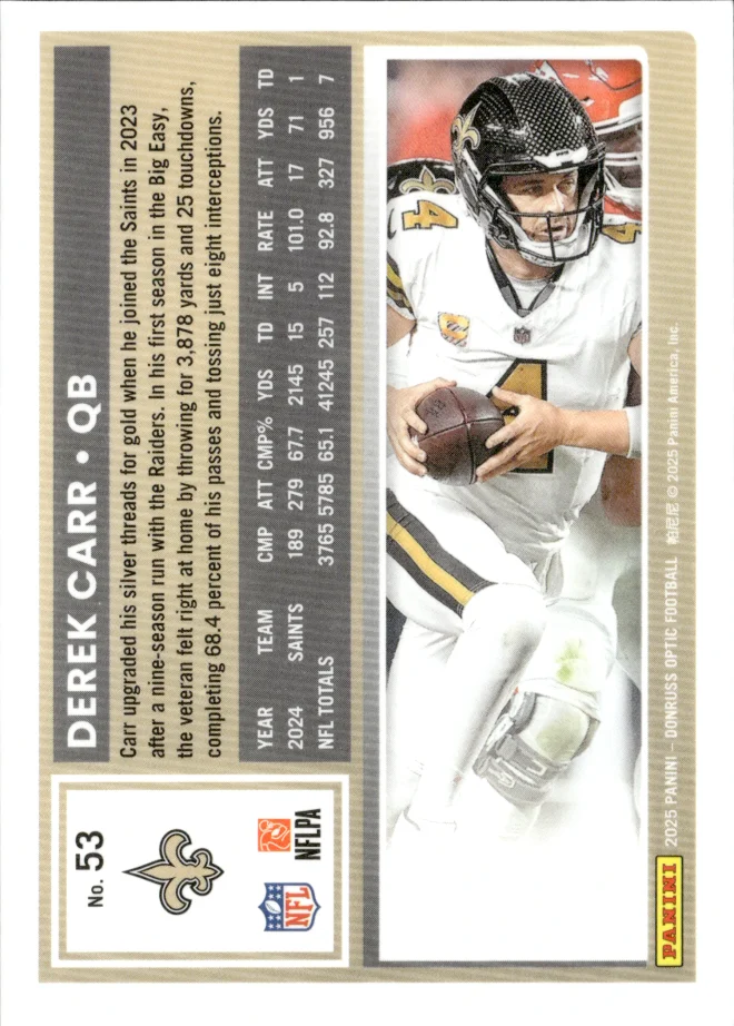 Derek Carr card back