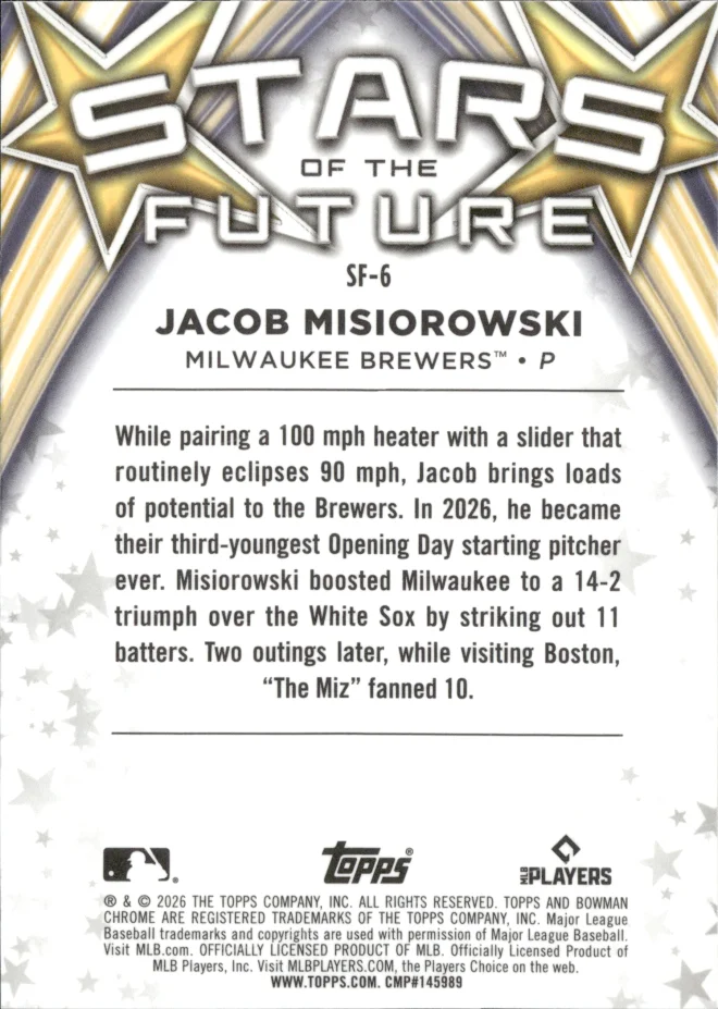 Jacob Misiorowski card back