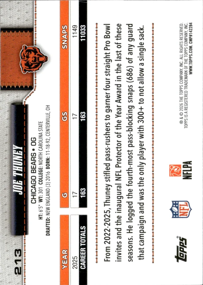 Joe Thuney card back