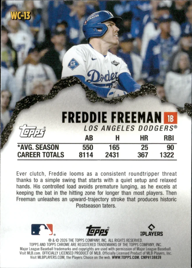 Freddie Freeman card back
