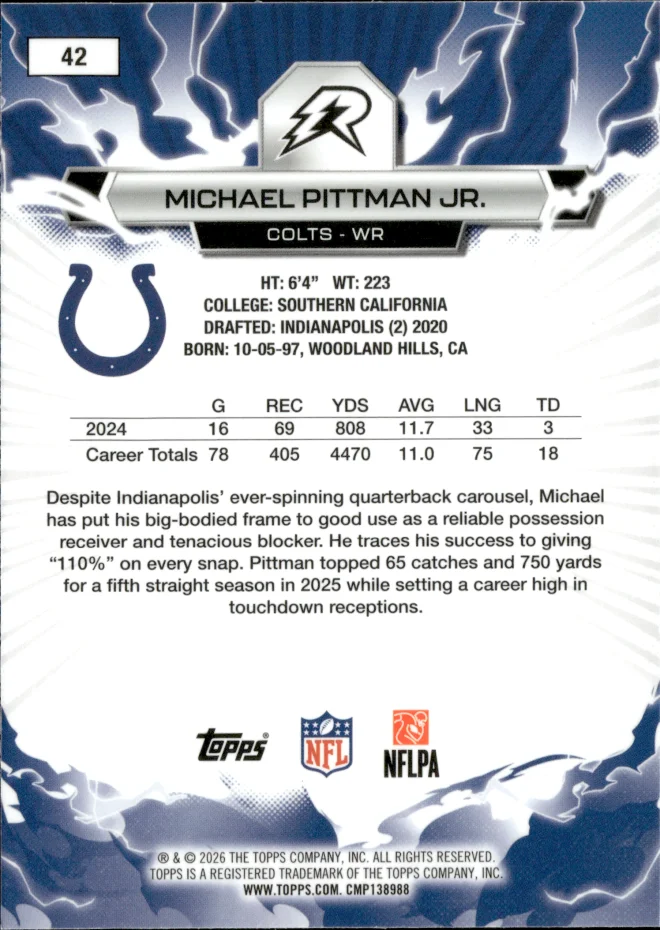 Michael Pittman Jr. card back