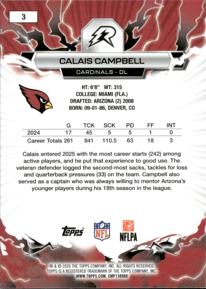 Calais Campbell card back