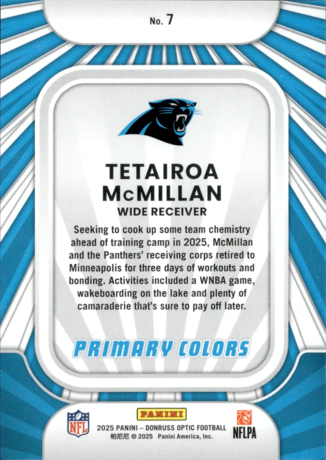 Tetairoa McMillan card back