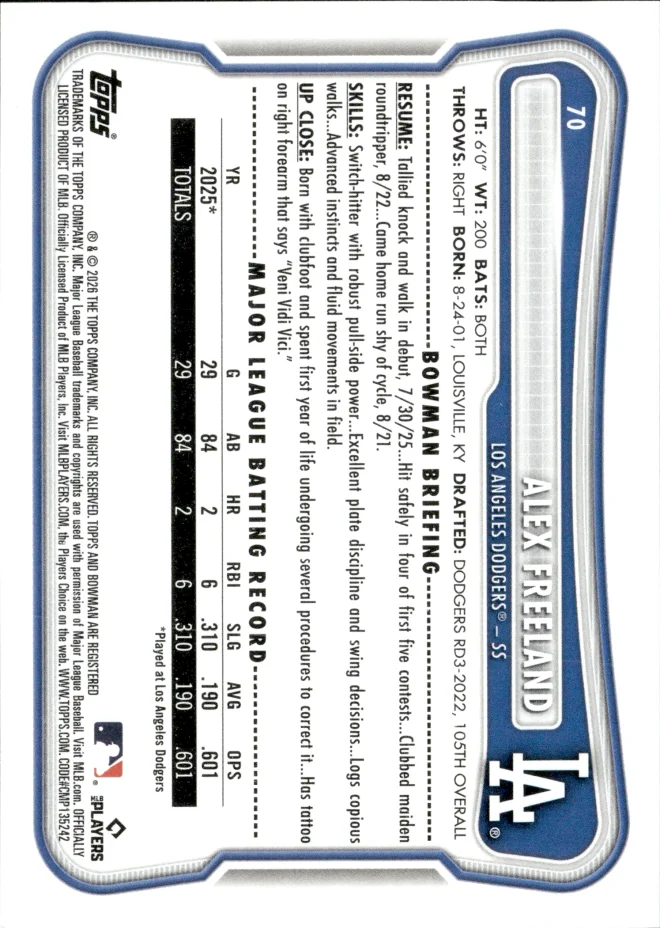 Alex Freeland card back