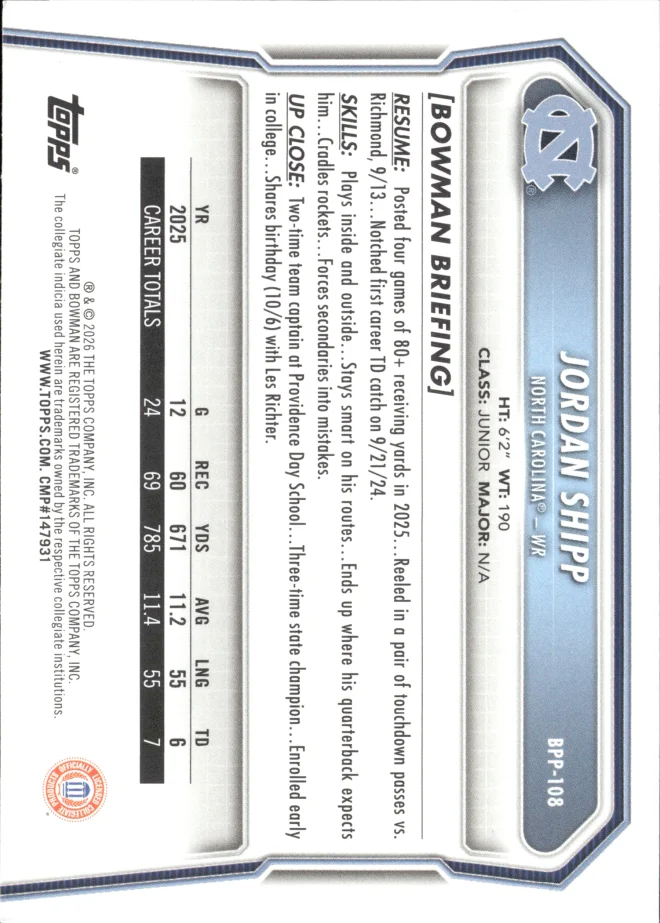Jordan Shipp card back
