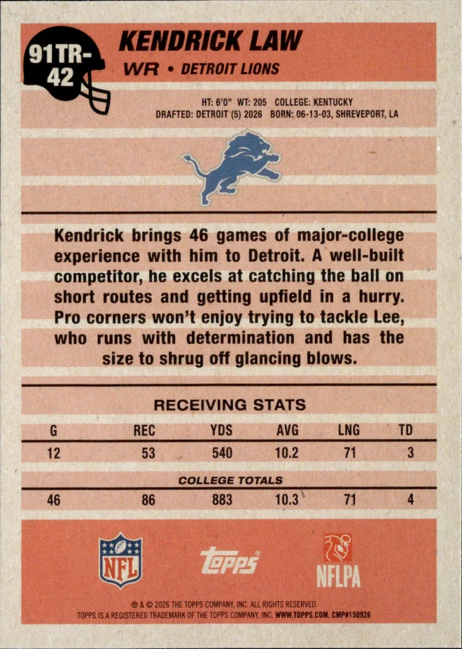 Kendrick Law card back