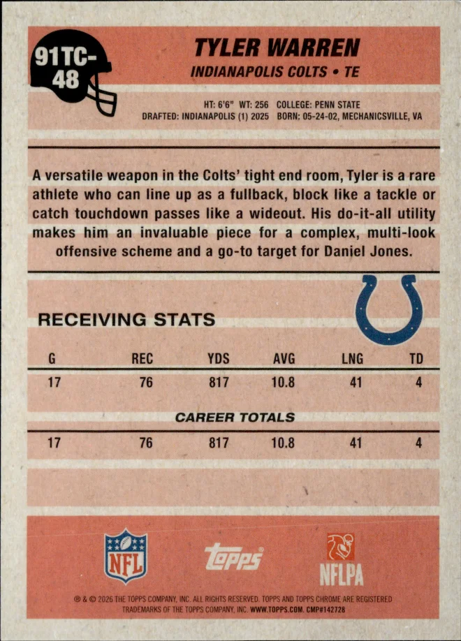 Tyler Warren card back
