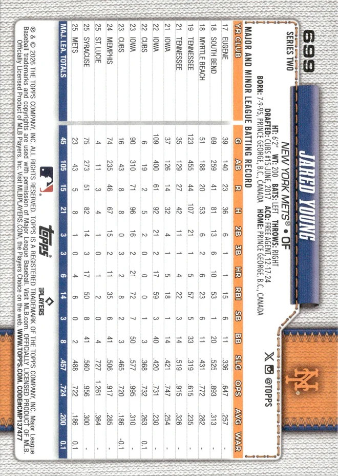 Jared Young card back
