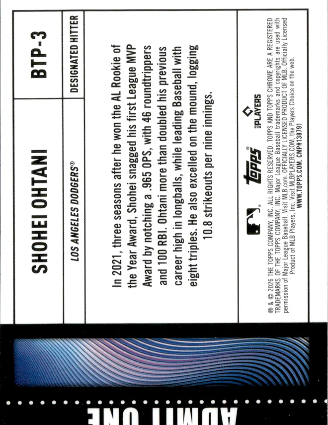 Shohei Ohtani card back