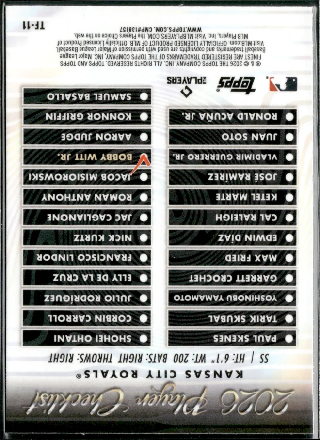 Bobby Witt Jr. card back