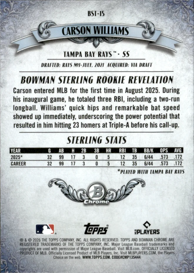 Carson Williams card back